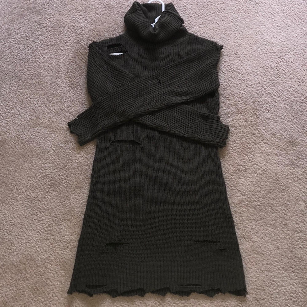 Olive green turtleneck Dress